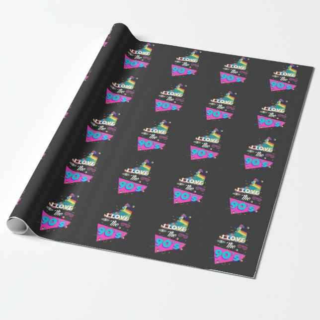 Papier Cadeau J'aime le costume rétro des années 90 (Déroulé)