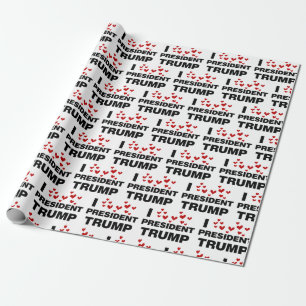 Papier Cadeau J'aime le Président Trump Hearts enveloppant le p