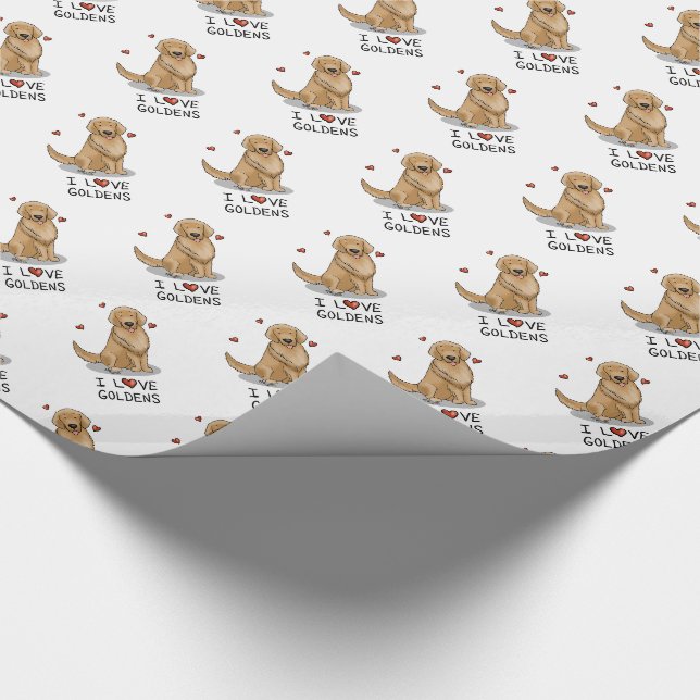 Papier Cadeau J'Aime Les Goldens J'Aime Les Golden Retrievers Mi (Coin)