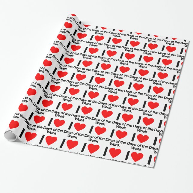 Papier Cadeau j'aime les jours de la semaine (Déroulé)
