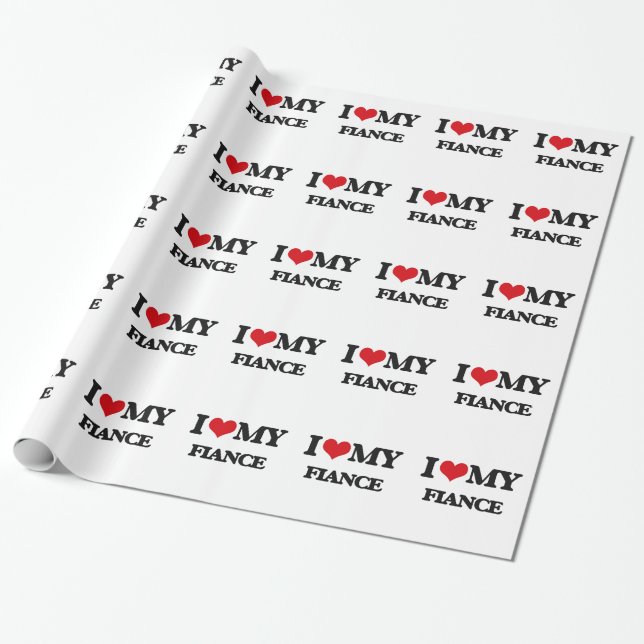 Papier Cadeau J'aime mon fiancé (Déroulé)