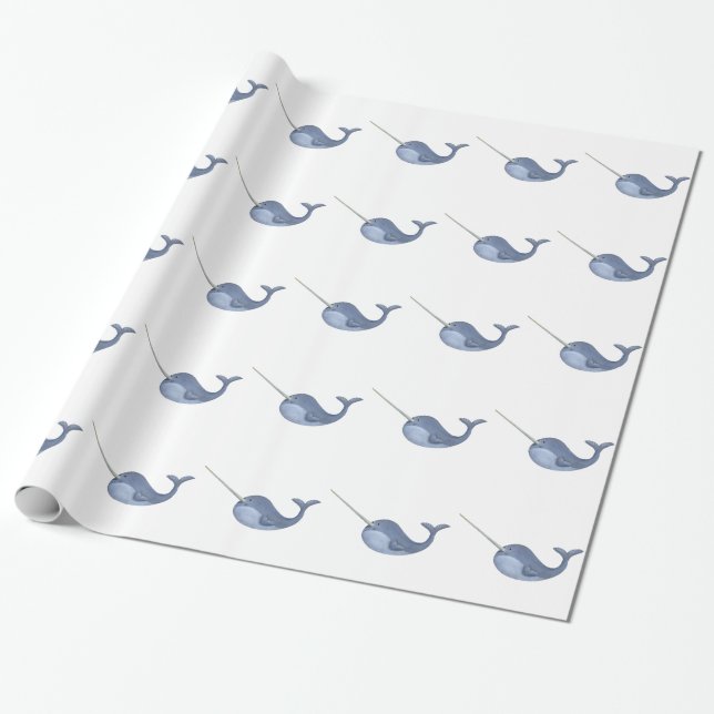 Papier Cadeau J'aime Narwhals (Déroulé)