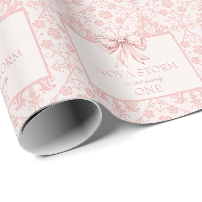 Papier Cadeau Jalon de coquette rose pâle de Demask personnalisé (Coin rond)