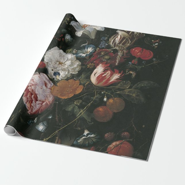 Papier Cadeau Jan Davidsz De Heem - Fleurs Dans Un Vase De Verre (Déroulé)