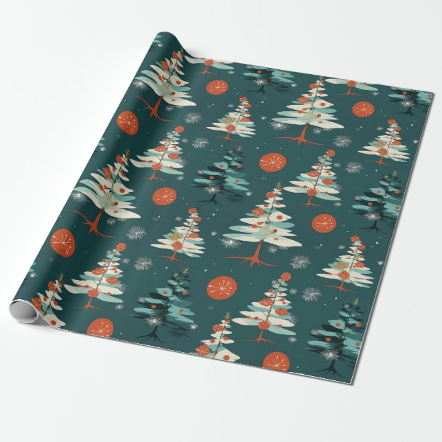 Papier Cadeau Japanese style Christmas tree and sloppy stroke (Déroulé)