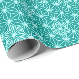 Papier Cadeau Japonais Asanoha ou Star Motif, turquoise