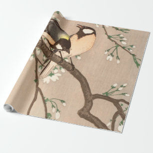 Papier Cadeau Japonais Asiatique Koson Bird Chickadee Songbird