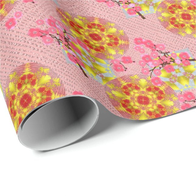 Papier Cadeau Japonais Cherry Blossom Motif de luxe (Coin rond)