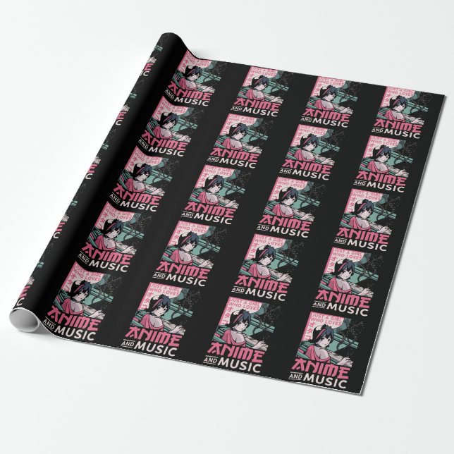 Papier Cadeau Japonaise Anime Music Girl Otaku Piano Musicien (Déroulé)