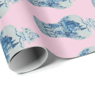 Papier Cadeau Jar de gingembre blanc et bleu peint à la main