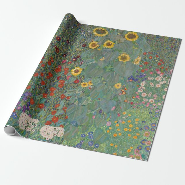Papier Cadeau Jardin agricole Tournesols par Gustav Klimt Peintu (Déroulé)