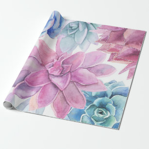 Papier Cadeau Jardin blanc chic moderne de fiesta de Succulents