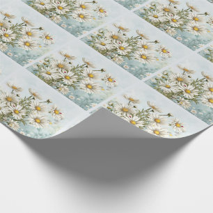Papier Cadeau Jardin blanc de marguerite avec Ladybugs Botanique