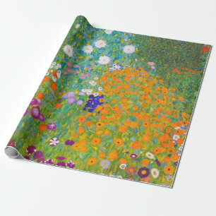 Papier Cadeau Jardin de campagne fleuri d'art vintage Gustav Kli