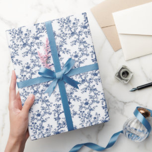 Papier Cadeau Jardin de chinoiserie bleu