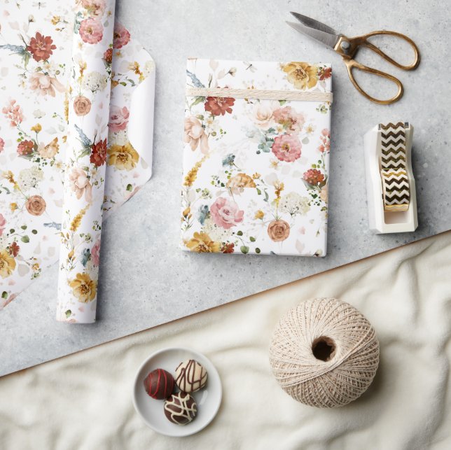 Papier Cadeau Jardin de fleurs de Boho rustique (Artisanat)