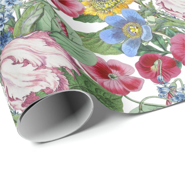 Papier Cadeau Jardin de fleurs de tulipes de printemps (Coin rond)