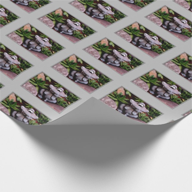 Papier Cadeau Jardin de fleurs mignonnes Grenouille Motif nature (Coin)