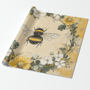 Papier Cadeau Jardin de fleurs sauvages à miel vintage (4)