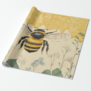 Papier Cadeau Jardin de fleurs sauvages à miel vintage (5)