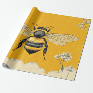 Papier Cadeau Jardin de fleurs sauvages à miel vintage (6)