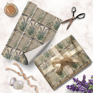 Papier Cadeau Jardin de lavande d'Apothécaire vintage