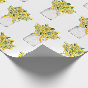 Papier Cadeau Jardin de printemps Fleurs jaunes Verre Jar Aquare