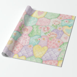Papier Cadeau Jardin de roses pastel motif