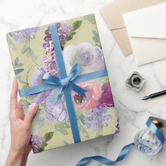 Papier Cadeau Jardin de roses roses violettes