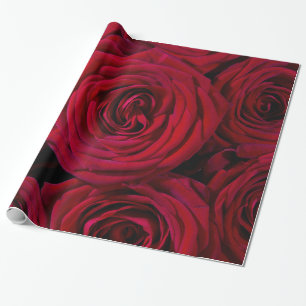Papier Cadeau Jardin de roses rouges abstraites Élégant floral