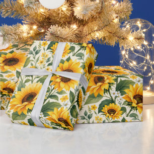 Papier Cadeau Jardin de tournesols contemporain enjoué