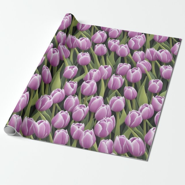 Papier Cadeau Jardin de verdure chic pourpre Tulip (Déroulé)