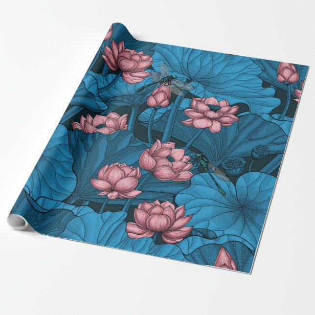 Papier Cadeau Jardin du lotus nocturne (Déroulé)