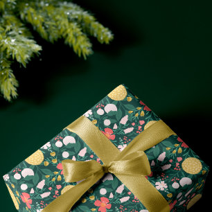 Papier Cadeau Jardin Festif Botanique Floral Motif Vert