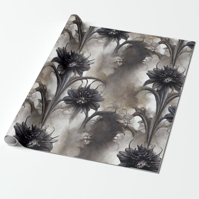 Papier Cadeau Jardin gothique foncé cadeau (Déroulé)