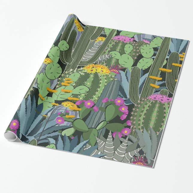 Papier Cadeau Jardin graphique simple de cactus (Déroulé)