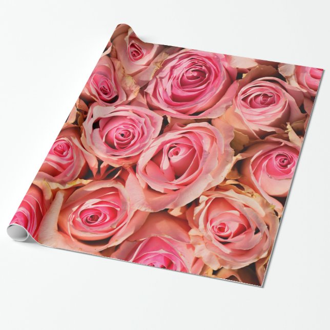 Papier Cadeau Jardin Rose Abstrait Élégant Floral (Déroulé)