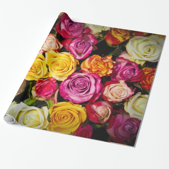 Papier Cadeau Jardin Rose Abstrait Élégant Floral (Déroulé)