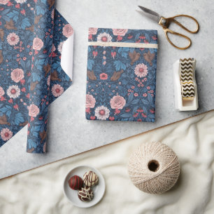Papier Cadeau Jardin sauvage en bleu