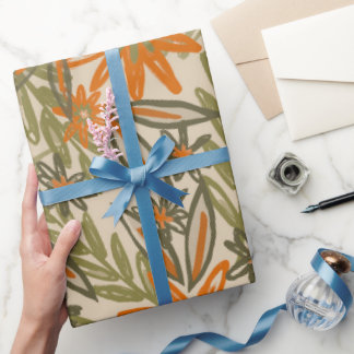 Papier Cadeau Jardin Sauvage Vibrant Fleurit de Fleurs Colorées