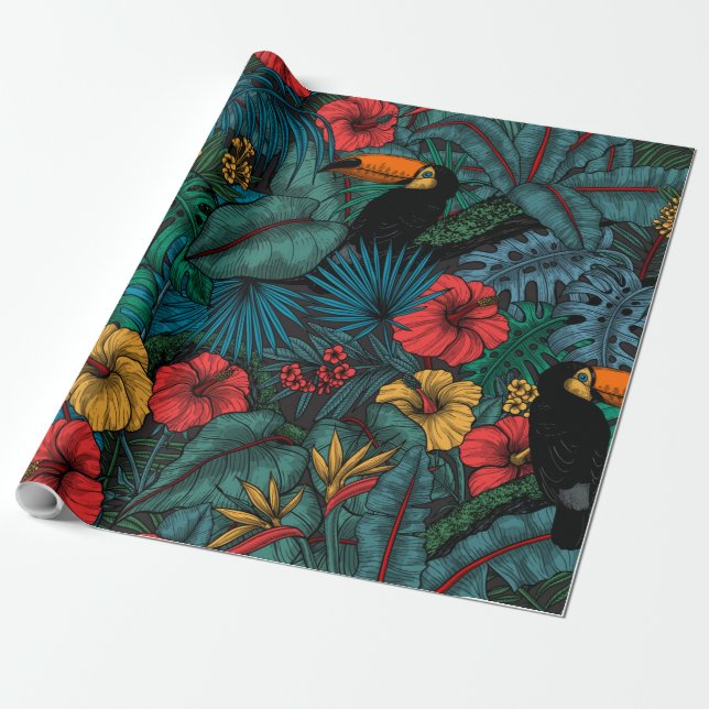 Papier Cadeau Jardin toucan (Déroulé)
