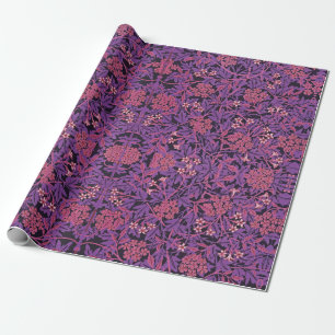 Papier Cadeau Jasmine vintage violet rose par William Morris
