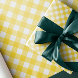 Papier Cadeau Jaune à damiers ensoleillée En vichy Plaid