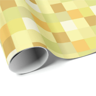 Papier Cadeau Jaune et motif de Pixelated d'or