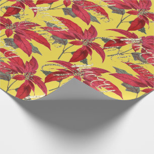 Papier Cadeau Jaune floral de manuscrit de parties scintillantes