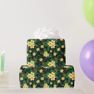Papier Cadeau Jaune Floral Vert Feuille Fête des mariées d'anniv