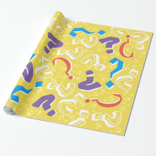 Papier Cadeau Jaune fou d'énigme de mystère de points