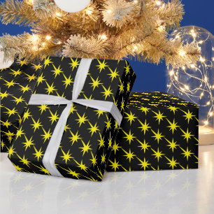 Papier Cadeau Jaune moderne étoile noir étoile motif cool