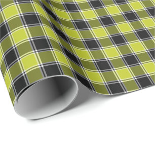 Papier Cadeau Jaune néon et noir À damiers plaid