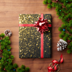 Papier Cadeau Jaune or foncé faux paillettes scintillent